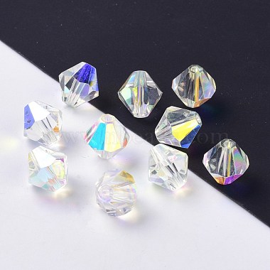 Clear AB Bicone Glass Beads