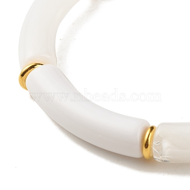 Two Tone Acrylic Curved Tube Beaded Stretch Bracelet(BJEW-JB07971-01)-5