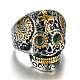 Two Tone 316 Surgical Stainless Steel Skull with Cross Finger Ring(SKUL-PW0002-033E-GP)-1