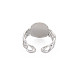 304 Stainless Steel Flat Round with Heart Open Cuff Ring for Women(RJEW-S405-230P)-2