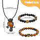 Collier à pendentif hibou en alliage fibloom et bracelets extensibles en perles(SJEW-FI0001-06)-2