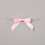 Polyester Bowknot, with Iron Wire Twist Ties, for DIY Gift Wrap Wedding Candy Party Decoration, Pink, 155mm, Bowknot: 55x95x7.5mm.(FIND-WH0423-97A)