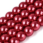 Baking Paint Pearlized Glass Pearl Round Bead Strands, Indian Red, 8~9mm, Hole: 1mm, about 100~105pcs/strand, 31.4 inch(HY-Q330-8mm-51)