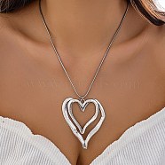 Alloy Pendant Necklaces, Jewely for Women, Heart, Antique Silver & Platinum, 18.78 inch(47.7cm)(NJEW-K261-08B-PAS)