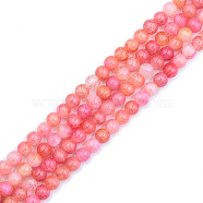 Crackle Glass Beads Strands, Dyed & Heated, Round, Salmon, 8x7mm, Hole: 1.8mm, about 104~107pcs/strand, 30.12 inch~30.91 inch(76.5~78.5cm)(GLAA-N046-004A-07)