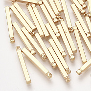 Brass Bar Pendants, Rectangle, Real 18K Gold Plated, 20x2x2mm, Hole: 0.8mm(X-KK-S348-384B)