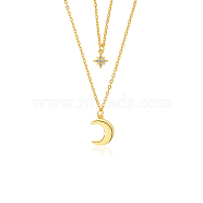 925 Silver Double Layer Star Moon Pendant Necklaces(XF3339-1)