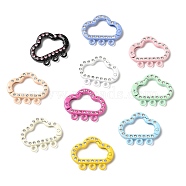 Spray Painted Alloy Rhinestone Spring Gate Ring, Cloud with Hoop, Mixed Color, 24x30x4.5mm, Hole: 2.5mm, Inner Diameter: 22x12.5mm(PALLOY-P292-05)