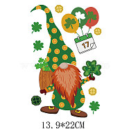 Saint Patrick's Day Theme PET Sublimation Stickers, Heat Transfer Film, Iron on Vinyls, for Clothes Decoration, Gnome, 220x139mm(PW-WG82990-11)