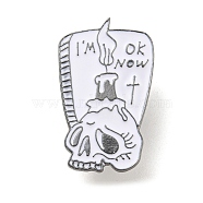 Halloween Enamel Pins, Gunmetal Alloy Badge for Women, Skull, 29.5x18x1.5mm(JEWB-Q035-01B)