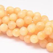 Natural Yellow Jade Beads Strands, Round, 10mm, Hole: 1mm, about 41pcs/strand, 15.94 inch(G-K115-10-10mm)