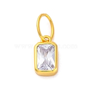 925 Sterling Silver Cubic Zirconia Charms, Colours, Rectangle, Lilac, 8x5x2mm, Hole: 5x3mm(STER-NH0014-01G-12)