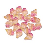 Luminous Transparent Resin Decoden Cabochons, Glow in the Dark Cabochons with Glitter Powder, Camellia, Shell Shape, 6x9x2.5mm(RESI-D013-16A)