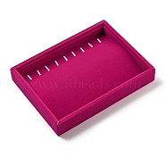Velvet Necklace Display Storage Boxes, Plush Necklace Organizer Trays, Rectangle, Medium Violet Red, 20.1x15.2x3.15cm(CON-G022-01D)