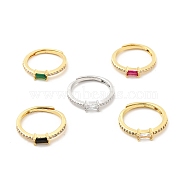 Rack Plating Brass Micro Pave Cubic Zirconia Adjustable Rings, Cadmium Free & Lead Free, Long-Lasting Plated, Mixed Color, Mixed Color, US Size 6, 1.8~2.5mm, Inner Diameter: 16.5mm(RJEW-E064-22)