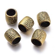 CCB Plastic Beads, Column with Flower & Leaf, Antique Bronze, 23.5~24x22mm, Hole: 15mm(CCB-G007-17AB)