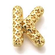 Brass Pendants, Hollow Letter Charms, Rack Plating, Long-Lasting Plated, Cadmium Free & Lead Free, Letter K, 22x17x8.5mm, Hole: 5x2.7mm(KK-F884-G02-K)