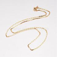 304 Stainless Steel Necklace, Mariner Link Chain, with Lobster Claw Clasps, Golden, 19.69 inch(500mm), 1.7mm(MAK-K062-11A-G)