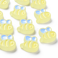 Transparent Acrylic Beads, with Enamel, Frosted, Bee, Light Goldenrod Yellow, 23.5x26x9mm, Hole: 3mm(X-MACR-S374-06B-01)