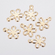 304 Stainless Steel Charms, Flower, Golden, 14x11x0.8mm, Hole: 1.2mm(STAS-G179-72G)