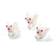 Handmade Lampwork Beads, Rabbit, White, 19.5~20.5x10~13x14~15mm, Hole: 2mm(LAMP-I024-16)