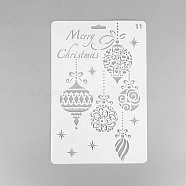 Creative Christmas Plastic Drawing Stencil, Hollow Hand Accounts Ruler Templat, For DIY Scrapbooking, White, 25.9x17.2cm(X-DIY-L007-11)