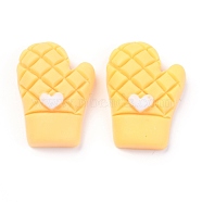 Resin Cabochons, DIY Accessories, for Resin Jewelry Making, Gloves, Yellow, 25x17.5x7.5mm, 100pcs/bag(RESI-B009-05)