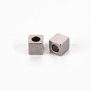 303 Stainless Steel Beads, Cube, Stainless Steel Color, 6x6x6mm, Hole: 3mm(STAS-Q242-053)