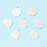 Brass Charms, Stamping Blank Tag, Flat Round, Silver Color Plated, 12x10mm, Hole: 1.2mm(KK-WH0034-46S)