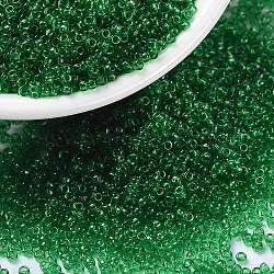 MIYUKI Round Rocailles Beads, Japanese Seed Beads, (RR146) Transparent Green, 15/0, 1.5mm, Hole: 0.7mm, about 27777pcs/50g(SEED-X0056-RR0146)