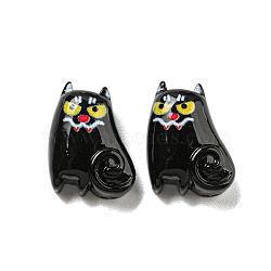 Halloween Theme Resin Decoden Cabochons, Black, Cat Shape, 13.5x11x6mm(RESI-C050-01N)