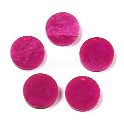 Opaque Resin Pendants, Round, Cerise, 18.5x3.5mm, Hole: 2mm(RESI-T058-03E)