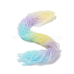 Transparent Glass Bead Strands, Segmented Multi-color Beads, Triangle, Champagne Yellow, 4.5x4.5x3mm, Hole: 0.9mm, about 142pcs/strand, 13.58~13.78''(34.5~35cm)(GLAA-H023-03D)