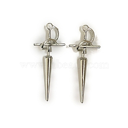 Alloy Sword Stud Earrings for Women, Platinum, 70mm(PW-WG2AD5A-01)