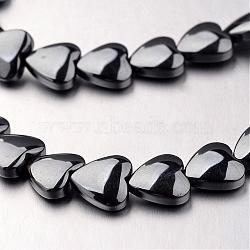 Non-magnetic Synthetic Hematite Bead Strands, Heart, Original Color, 8x8x3mm, Hole: 0.7mm, about 55pcs/strand, 15.7 inch(G-F300-22B-09)