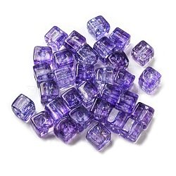 500Pcs Transparent Crackle Glass Beads, Cube, Medium Purple, 6.5x6.5x6mm, Hole: 1.8mm(EGLA-NH0001-01G)