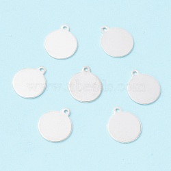 Brass Charms, Stamping Blank Tag, Flat Round, Silver Color Plated, 12x10mm, Hole: 1.2mm(KK-WH0034-46S)