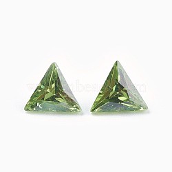 Cubic Zirconia Pointed Back Cabochons, Triangle, Faceted, Olive Drab, 5x6x3mm(ZIRC-WH0001-A05)