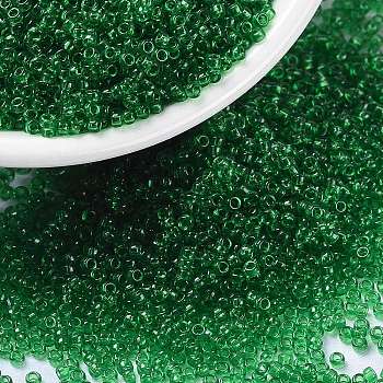 MIYUKI Round Rocailles Beads, Japanese Seed Beads, (RR146) Transparent Green, 15/0, 1.5mm, Hole: 0.7mm, about 27777pcs/50g