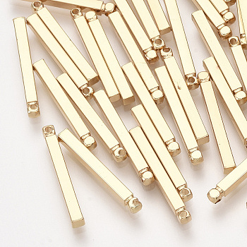 Brass Bar Pendants, Rectangle, Real 18K Gold Plated, 20x2x2mm, Hole: 0.8mm