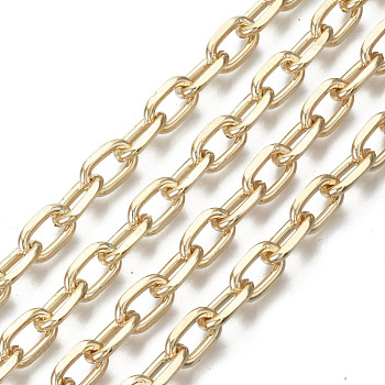 Unwelded Iron Paperclip Chains, Drawn Elongated Cable Chains, with Spool, Light Gold, 9.6x5.8x1.5mm, about 32.8 Feet(10m)/roll
