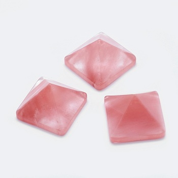 Watermelon Stone Glass Cabochons, Pyramid, 20x20x12~13mm, Diagonal Length: 26mm