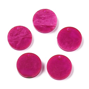 Opaque Resin Pendants, Round, Cerise, 18.5x3.5mm, Hole: 2mm