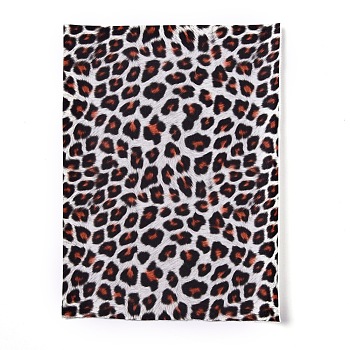 A5 PU Leather Fabric, Garment Accessories, for DIY Crafts,Leopard Print Pattern, Coconut Brown, 20x15x0.1cm