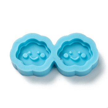 DIY Pendant Silicone Molds, for Earring Makings, Resin Casting Molds, For UV Resin, Epoxy Resin Jewelry Making, Cloud with Smiling Face, Deep Sky Blue, 14.5x31x5mm, Inner Diameter: 10X13mm