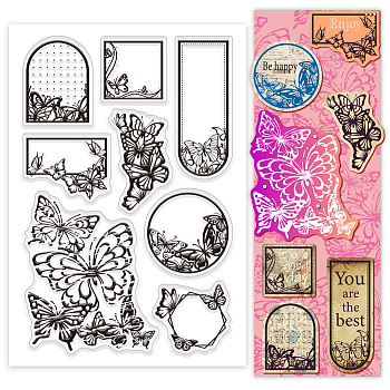 Custom PVC Plastic Clear Stamps, for DIY Scrapbooking, Photo Album Decorative, Cards Making, Butterfly, 160x110mm