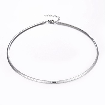 304 Stainless Steel Chain Necklaces, with Lobster Claw Clasps, Stainless Steel Color, 17.7 inch(45cm), 4x1.2mm