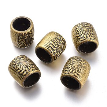 CCB Plastic Beads, Column with Flower & Leaf, Antique Bronze, 23.5~24x22mm, Hole: 15mm