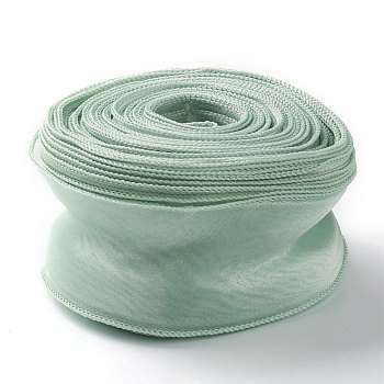 Organza Ribbon, Wired Sheer Chiffon Ribbon, for Package Wrapping, Hair Bow Clips Accessories Making, Medium Aquamarine, 2-1/8 inch(55mm), about 37.18~38.28 yards(34~35m)/bag