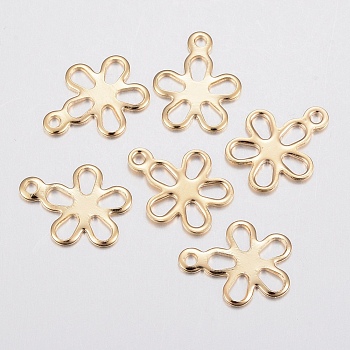 304 Stainless Steel Charms, Flower, Golden, 14x11x0.8mm, Hole: 1.2mm